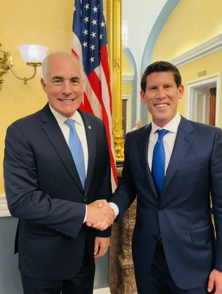 MAMA President Geoff Gross at the US Capitol in 2024 with Senator Casey, Chair of the Senate's Special Committee on Aging.